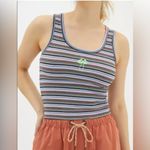 Urban Outfitters  Tank Scoop Neck Striped Embroidered Mushroom Cottagecore Medium Photo 1