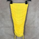 Material Girl Yellow Ruched Mesh Adjustable Pencil Skirt NWT Large Photo 2
