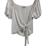 WAYF Wrap Satin White Shirt Sleeve Blouse Size XL Photo 0