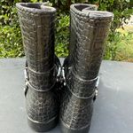 Michael Kors Black Fulton Harness Rainboogs Croc Embossed Women’s Size 7 Photo 4