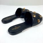 Valentino Garavani  Roman Stud Matelasse Slide Sandals Black 37 NEW Photo 9