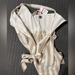 Taylor & Sage  Romper Tan and White Striped Romper with Silver details NWT SZ L Photo 2