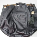 Vince Camuto Black Pebbled Soft Leather Hobo Bag Golden Hardware Tassle Hippie Photo 7