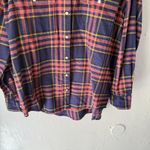Old Navy  Boyfriend‎ Flannel Shirt M Plaid Navy Red Yellow 100% Cotton Photo 2