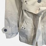 Vintage Khaki Classic Minimalist Effortless French Chic Short Belted Trench Coat Tan Size L Photo 5