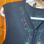 BECHAMEL Black Wool Multicolor Embroidered Zip Up Sweater Vest Womens Size Large Photo 1