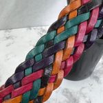 Vintage Leather Braided Belt Multicolor Womens Size M Woven Retro 70's 80's Y2K Photo 3