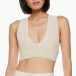 Babaton Aritzia Matte Pearl Sculpt Knit Deep V Neck Crop Tank Top Small Photo 0