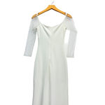 Lulus  Eternally Beloved White Mesh Off-the-Shoulder Pearl Maxi Dress M NWT Photo 2