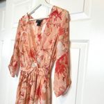 STELLA & JULIE NWT Floral Faux Wrap Midi Dress Belted Size 8 Pink Photo 2