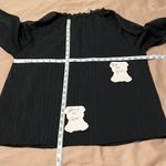 Sanctuary szXL black sheer LS blouse ties at neck Swiss dots/silver threads EUC Photo 8