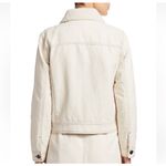 Joie  Lev Faux Fur Collar Denim Jacket in Aged White Size Large Trucker Photo 1