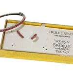 Truly Crystal Silver Pink Stone Small Hoop Bangle Bracelet Gift Set Photo 0