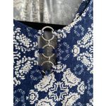 Tacera  Women's Small Blue Textured 3/4 Sleeve Clean Girl Coastal Preppy Photo 3