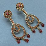 Estate Fully Signed MEDA 14k Solid Yellow Gold Chandelier Drop Stud Earring Photo 0