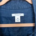 Westbound  Woman Denim Embroidered Shirt Size 3X Blue Floral Cotton Boho Western Photo 2