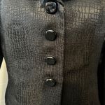 Le Suit Black Croc Embossed Blazer Fitted Jacket Business Preppy Academia Clean Photo 4