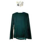 Soft Surroundings Womens Velour Velvet Surplice Faux Wrap Top Green Size Small Photo 4