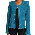 Nic+Zoe  Deserve It Fringe Detail Jacket SZ M Teal Photo 0