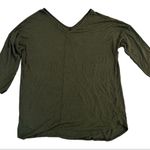 Tahari  V-Neck Modal Top Size L Olive Green 3/4 Sleeve Pullover Stretch Photo 0