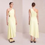 A.L.C. Delfina Dress one shoulder pleated cutout Canary yellow faux leather Photo 16