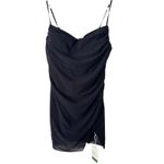Halara NWT Black Chiffon Ruched Spaghetti Strap Mini Dress Size Large Photo 1