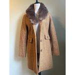 Merona Penny Lane Faux Fur Long Sleeve Button Coat tan S/P retro boho whimsi wool y2k Photo 1