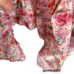 Fray Boutique Women’s Size M Wrap Front Chiffon Ruffle Mini Dress Red Rose Print Pink Size M Photo 4