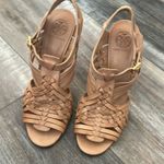 Tory Burch  Nadia brown woven leather logo detail huarache sandals heels 9.5 Photo 1