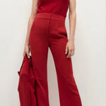 Veronica Beard Lebone Pleated Crepe Straight Leg Pants Crimson Red Womens Size 0 Photo 0