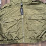 Pretty Little Thing Sage Green Satin Oversized Hooded Bomber Jacket Size 12 Photo 5