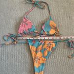 Aurelle Swim Aurelle Kiva Blue Floral Tropical Triangle Bikini Set Cheeky Tie Terry Cloth S/M Photo 3