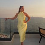 ZARA  butter Yellow Backless Halter maxi Dress holiday evening wedding Photo 9