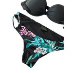 LA Hearts  and exhilaration black and tropical pattern bikini 2 piece size medium Photo 3