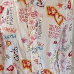 Target Luella for White Graffiti Blouse Button Front Shirt Cotton fits Small Photo 5