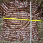 Royal Native Women’s Size S Burgundy Cream Blue Abstract Peplum Hem Shirt Top Purple Photo 5