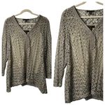 PICADILLY FASHIONS Silver Knit Sweater Top Womens M | Long Sleeve Swim Cover Photo 1