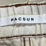 PacSun Women's White Elastic Waist Relaxed Straight Leg Denim Cargo Jeans Size M Photo 3