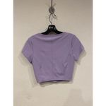 Aerie OFFLINE by Shirt Womens Medium Purple V Neck Short Sleeve Crop Activewear Photo 3