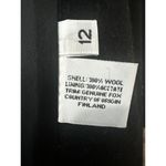 Genuine Fox Fur Collar Trench Coat Jacket Size 12 100% Wool Black Finland​​​​​ Photo 6