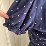 Vintage‎ Joanna Navy & White Polka Dot Robe Peignoir Puff Sleeve Retro Blue Size L Photo 2