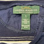 Vintage LRL Lauren Jeans Co Ralph Lauren Striped Lace Up 3/4 Sleeve Top Women S Blue Photo 6