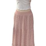 English Factory Blush Pink Smocked Waist Floral Tiered Crepe Maxi Skirt Med Photo 0