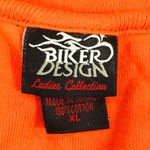 Biker Design Crop Top with Ties, Orange, Brown Size XL Photo 4