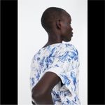 ZARA Blue and White Floral Print Blouse Photo 3