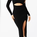 Amazon Black and White ribbed Long Sleeve maxi Dress with cutout in the front Photo 0