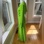 Vintage 1960s Handmade Lime Green White Polka Dot Column Maxi Dress and Scarf Photo 3