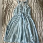 Blue Gingham Sleeveless Tie Front Mini Dress Photo 1
