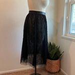 Victoria's Secret  Black Semi Sheer Pleated A Line Beaded Pearl Skirt Size Large Photo 4