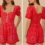 Farm Rio Red Olivia Cut-Out Romper, Size S Photo 1
